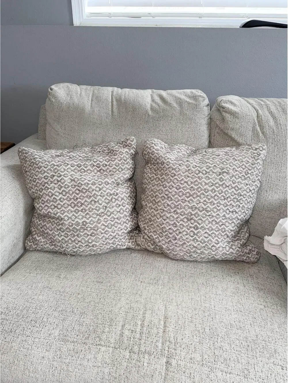 Set of 2 Decorative Beige Textured Throw Pillows